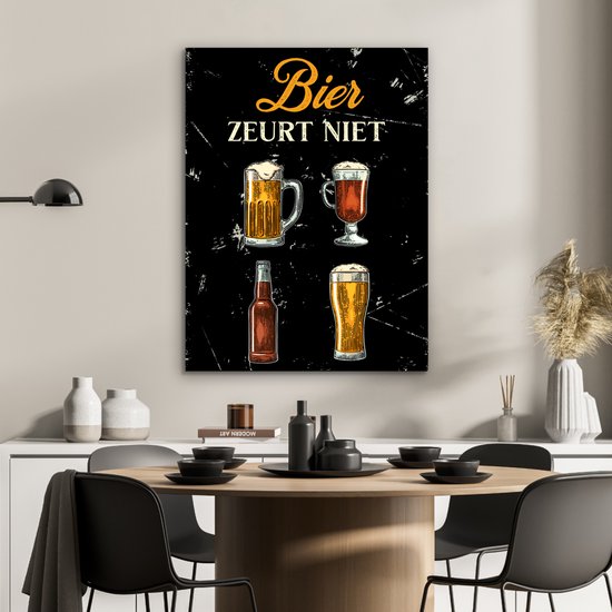 Décoration murale Métal - Peinture Aluminium - Bières - Glas - Mancave - 60x80 cm - Dibond - Cadeau pour mari