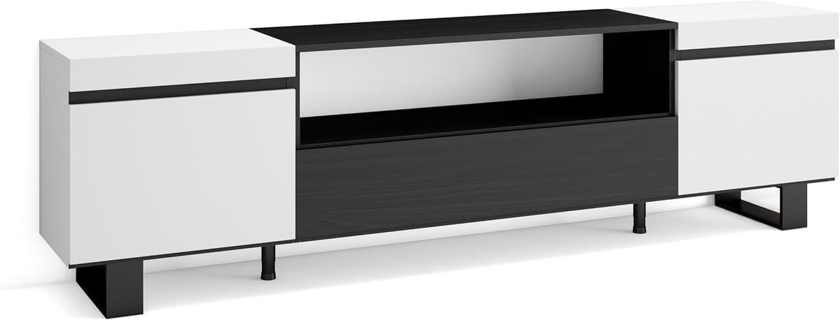 Tv-kast 200 cm zwart wit industrieel design modern