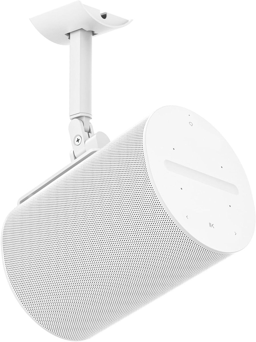 Verstelbare Wand- en Plafondbeugel voor Draadloze Speakers - Kantel- en Draaifunctie, Geschikt voor Sonos Era 100, Wit, Ideaal voor Thuisgebruik en Geluidsoptimalisatie