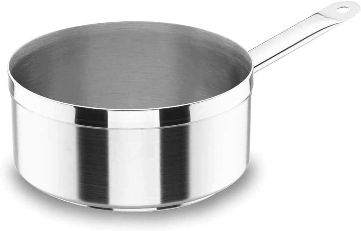 Rechte Steelpan 14 cm - Roestvrij Staal 18/10 - Thermodifuser Bodem - Geschikt voor Inductie
