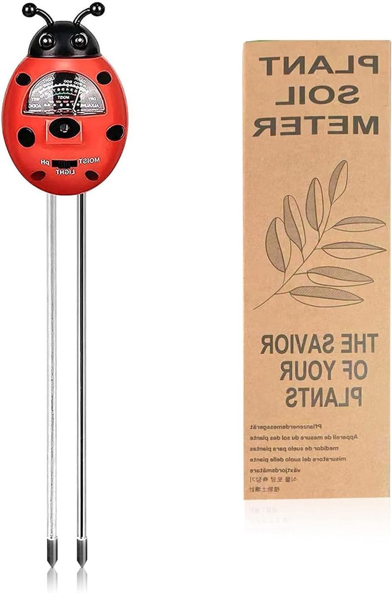 3-in-1 Bodemtester voor Planten, Vochtigheidsmeter, pH- en Lichtmeter voor Tuinieren, Gras en Tuinonderhoud