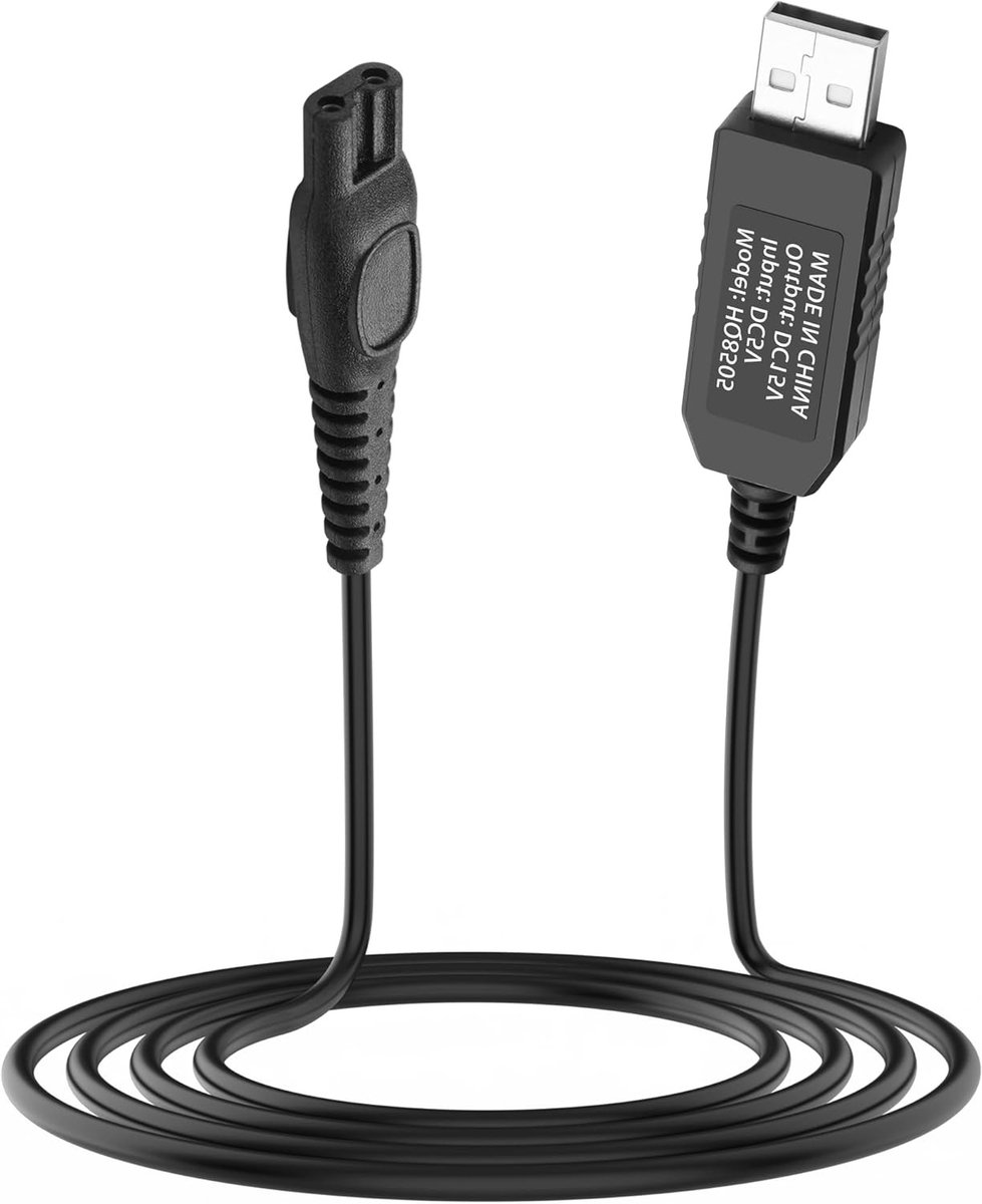 Oplaadkabel voor 15V Scheerapparaten, Geschikt voor Philips OneBlade, 3000-9000 Series, MG7745, MG7730, MG7720, MG7710, QP6510, QP6520, QP6530, QP6541, QP6550, QP6620, QP6565, Duurzaam en Betrouwbaar