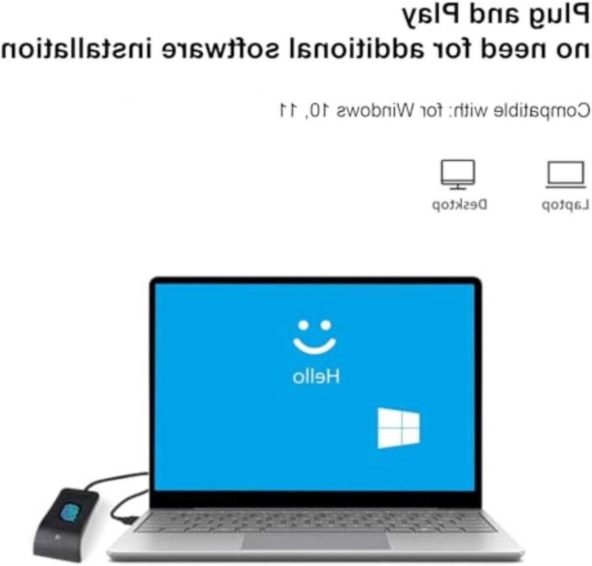 Biometrische vingerafdruklezer met 360° aanraakfunctie, wachtwoordloze inlog, 10 vingerafdrukken en 1,4 m verlengkabel voor veilige toegang