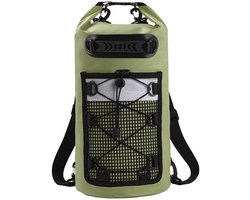 Rugzak - Rugtas - Sporttas - Waterdichte Zwemrugzak - 20L - PVC Zeilzak voor Kayakken en Surfen - IPX6 - Met Meshvak en Reflecterende Strip - Groen