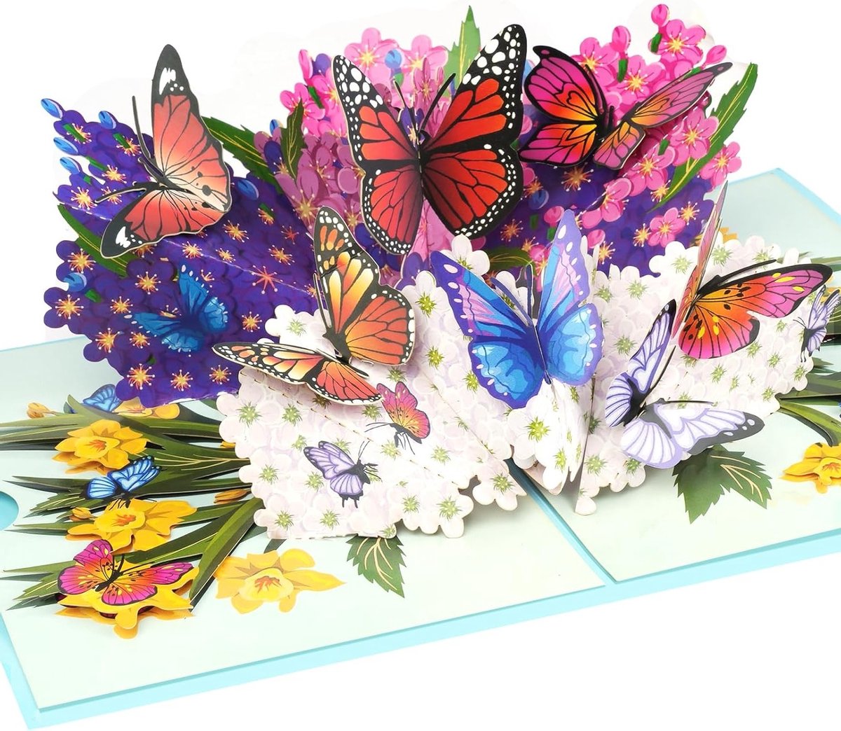 Vlinder bloem pop-up kaart - opvouwbare 3D bloemen kaart voor moeder vrouw - uniek cadeau voor dochter meisje vrouwen - jubilea Valentijnsdag verjaardag