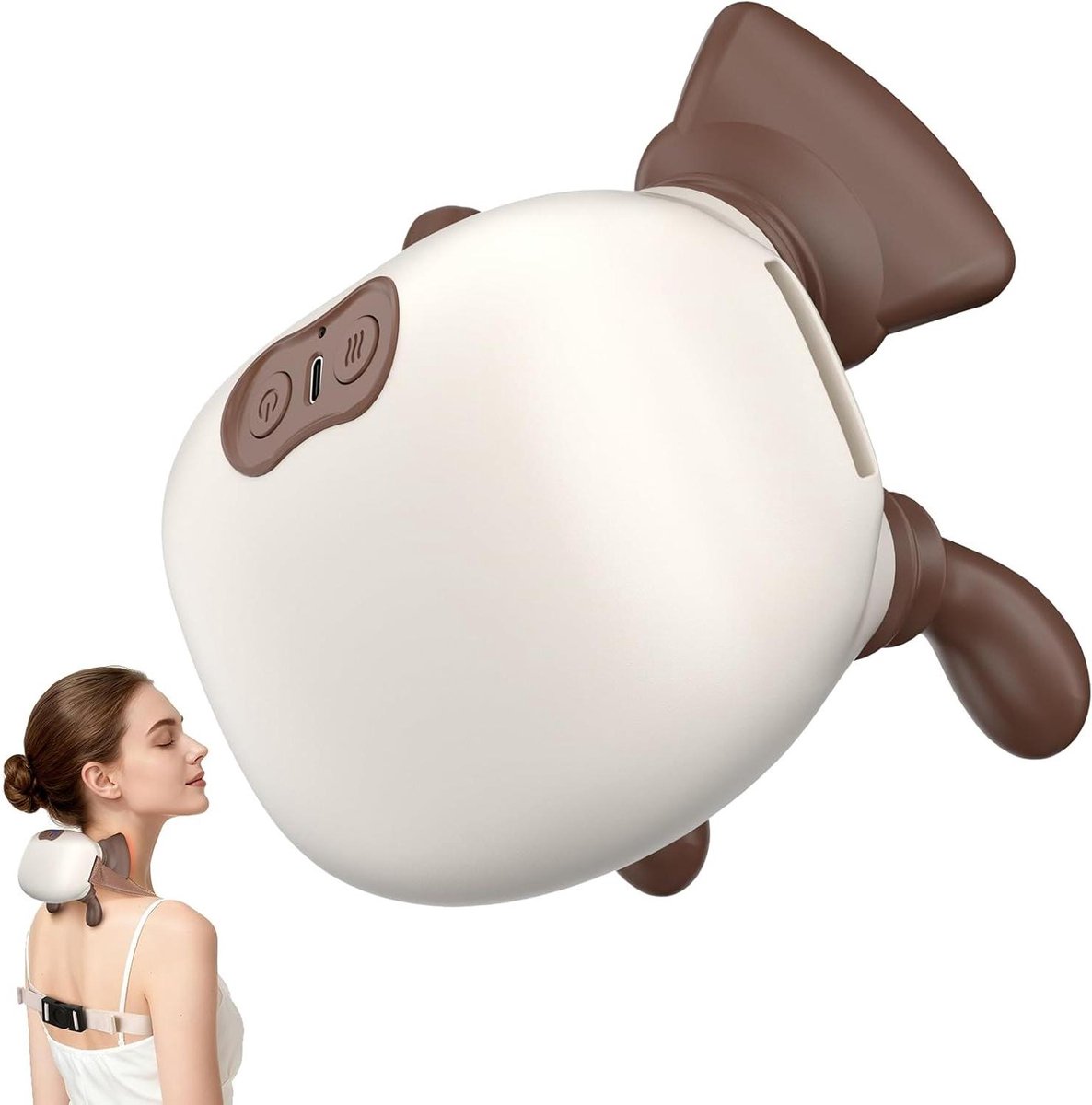 Nek Schouder Massager - Draagbare Stimulator - Spierontspanning - 4D Hand Simulatie - 16 x 17 cm - Wit