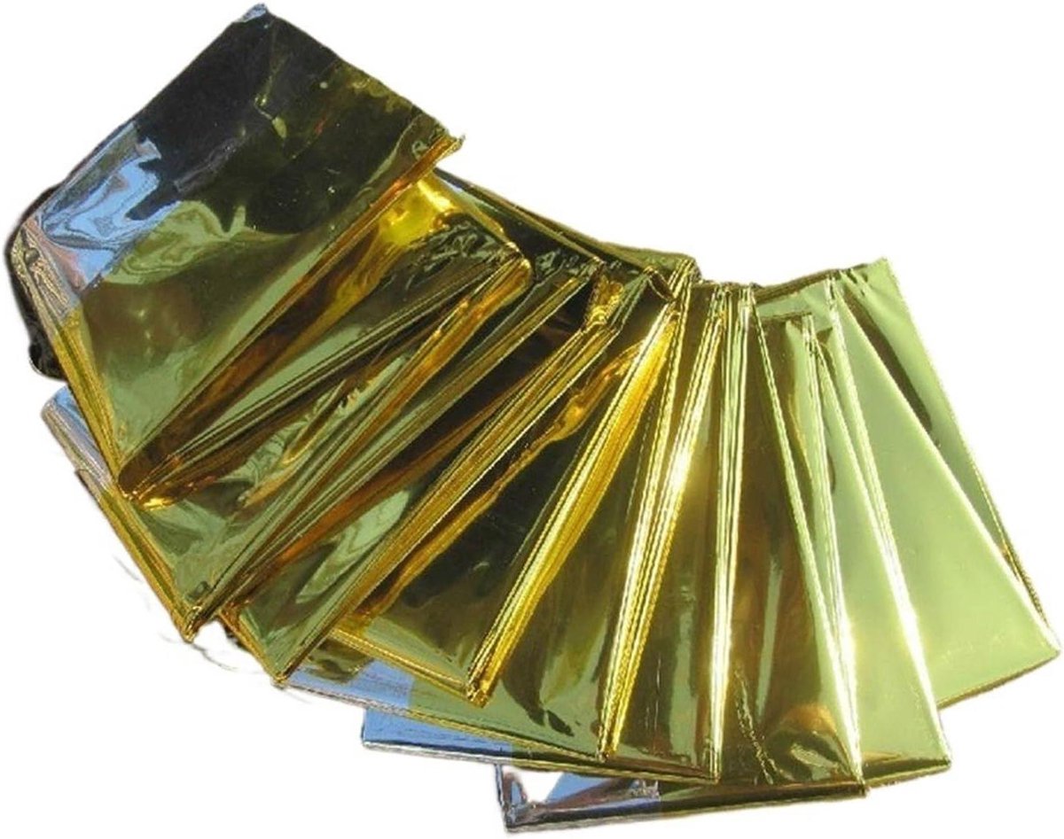 Nooddeken Set - Thermale Dekens - Outdoor Overleven - Winddicht Waterdicht - 210 x 140 cm - Goud/Zilver