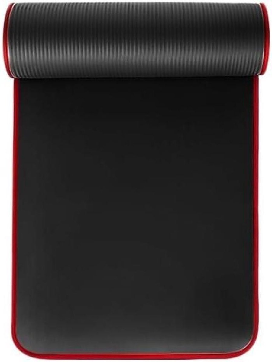 Yogamat - Antislipmat Fitnessmat - Thuis Sporten - Extra Dikke Demping - 183 x 61 cm - Zwart Rood