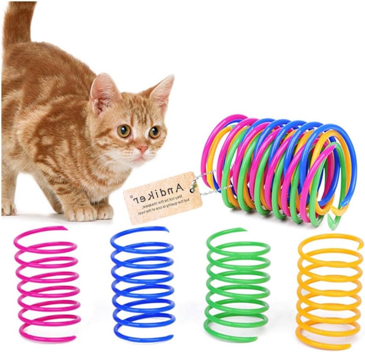 Interactief Kattenspeelgoed - Kleurrijke Spiraalveren - Duurzaam - 20 stuks