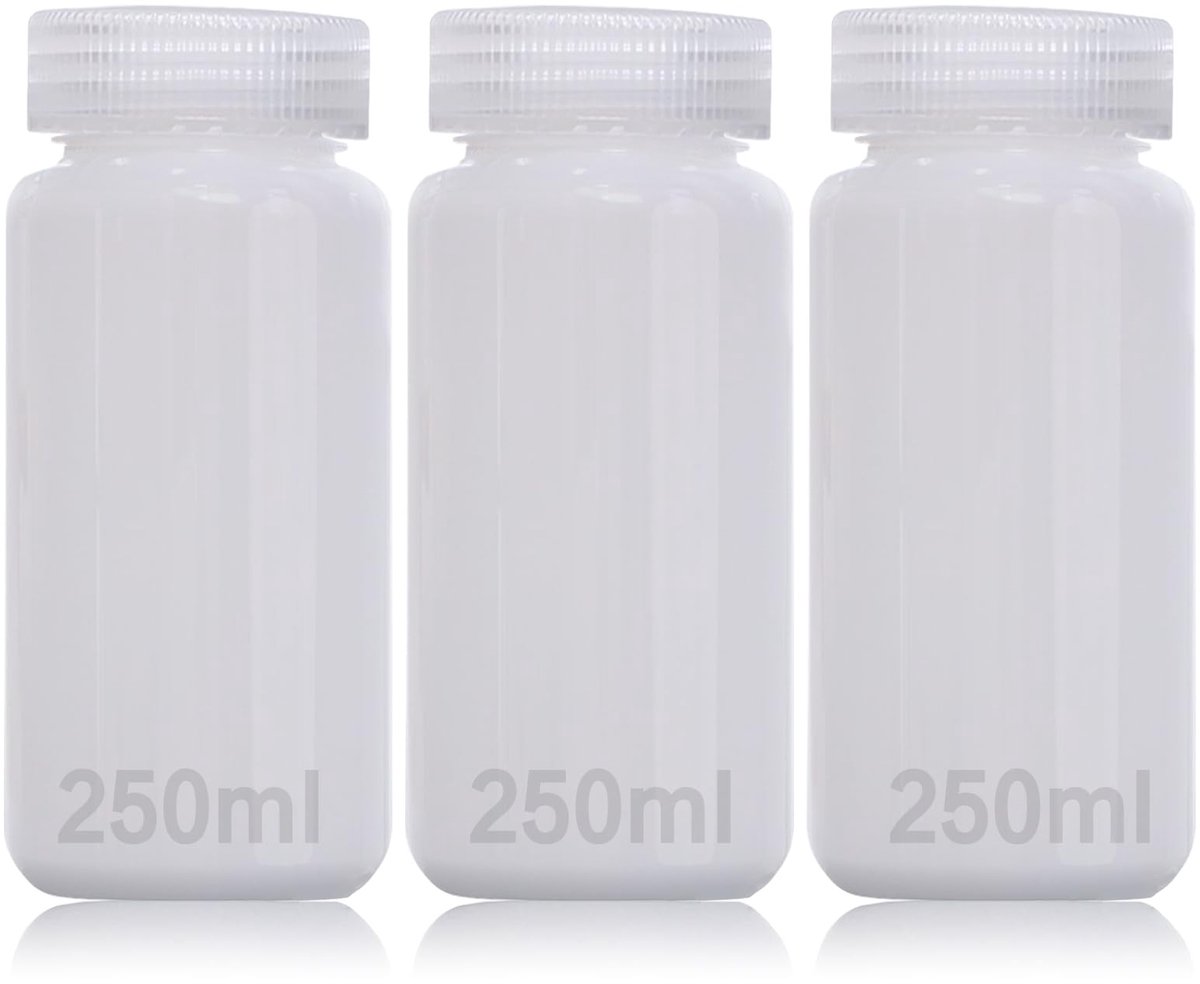 aladdien - Plastic Fles - 250ml - Lekvrije Labfles - Transparant - Brede Opening - Geschikt voor Pillen en Watermonsters
