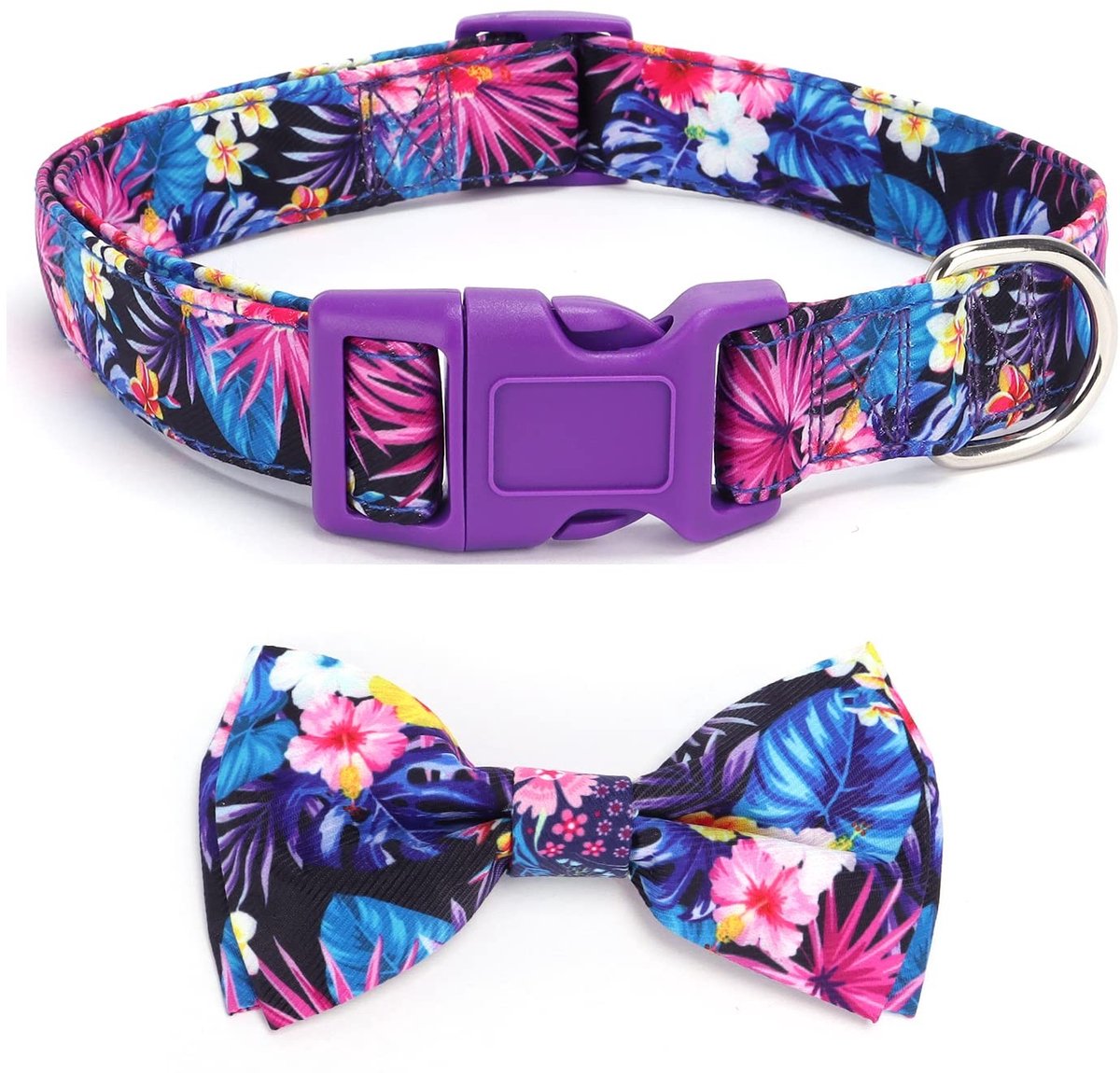 aladdien - Vlinderdas Halsband - Zachte Comfortabele Halsband - Paars - Verstelbare Vlinderdaskraag - Geschikt voor Honden - Maat L