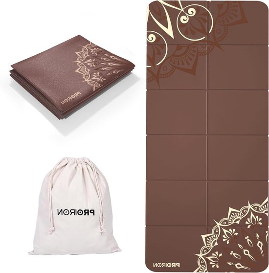 Yoga Mat - Fitness Mat - Thuis en Buiten - Hygiënisch Opvouwbaar - 173 x 61 cm - Bruin — afbeelding 2