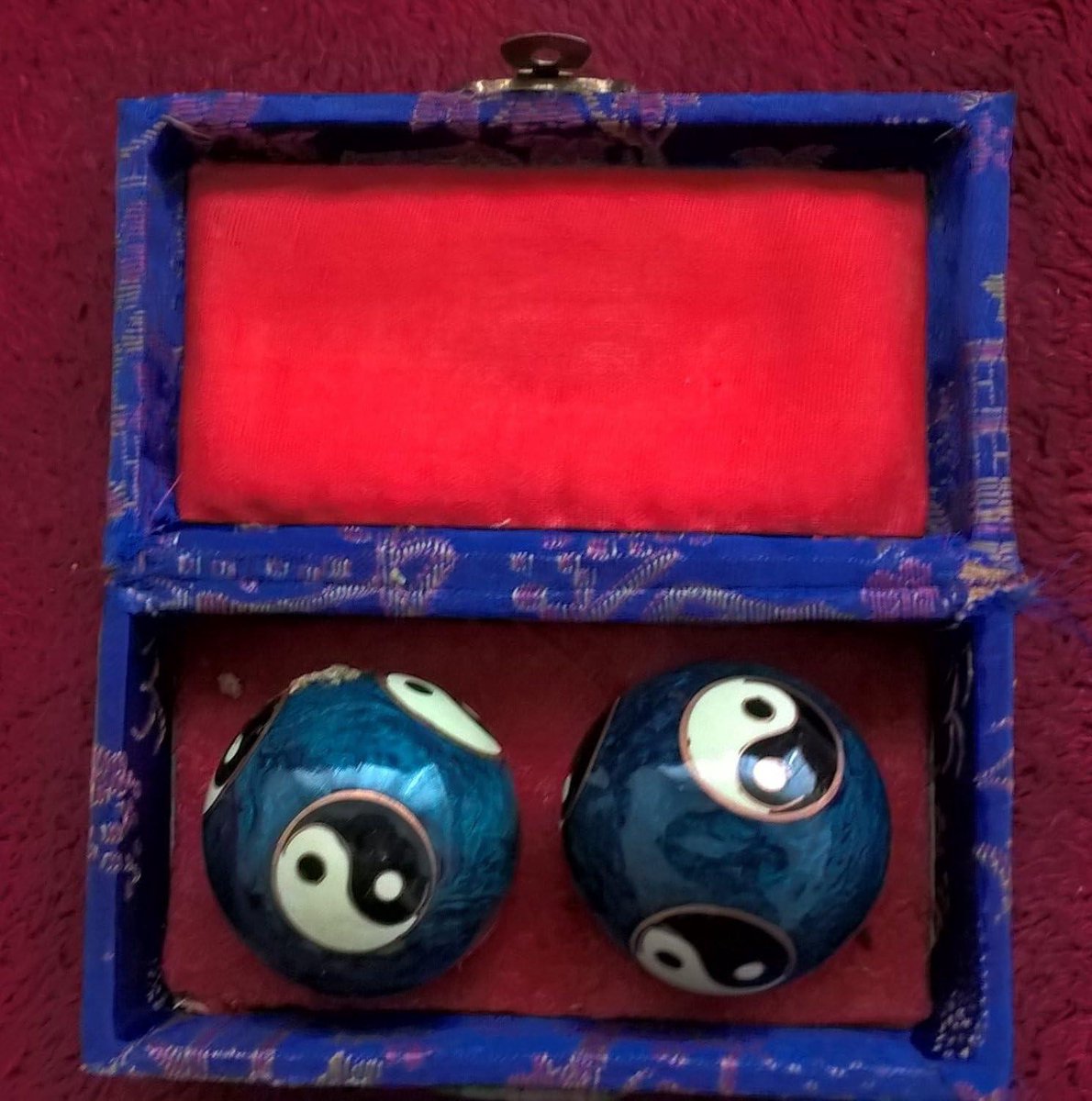 Qi Gong Ballen - Hand Massage - Ontspanning Bevorderen - Zachte Klank - 4 cm Diameter - Blauw