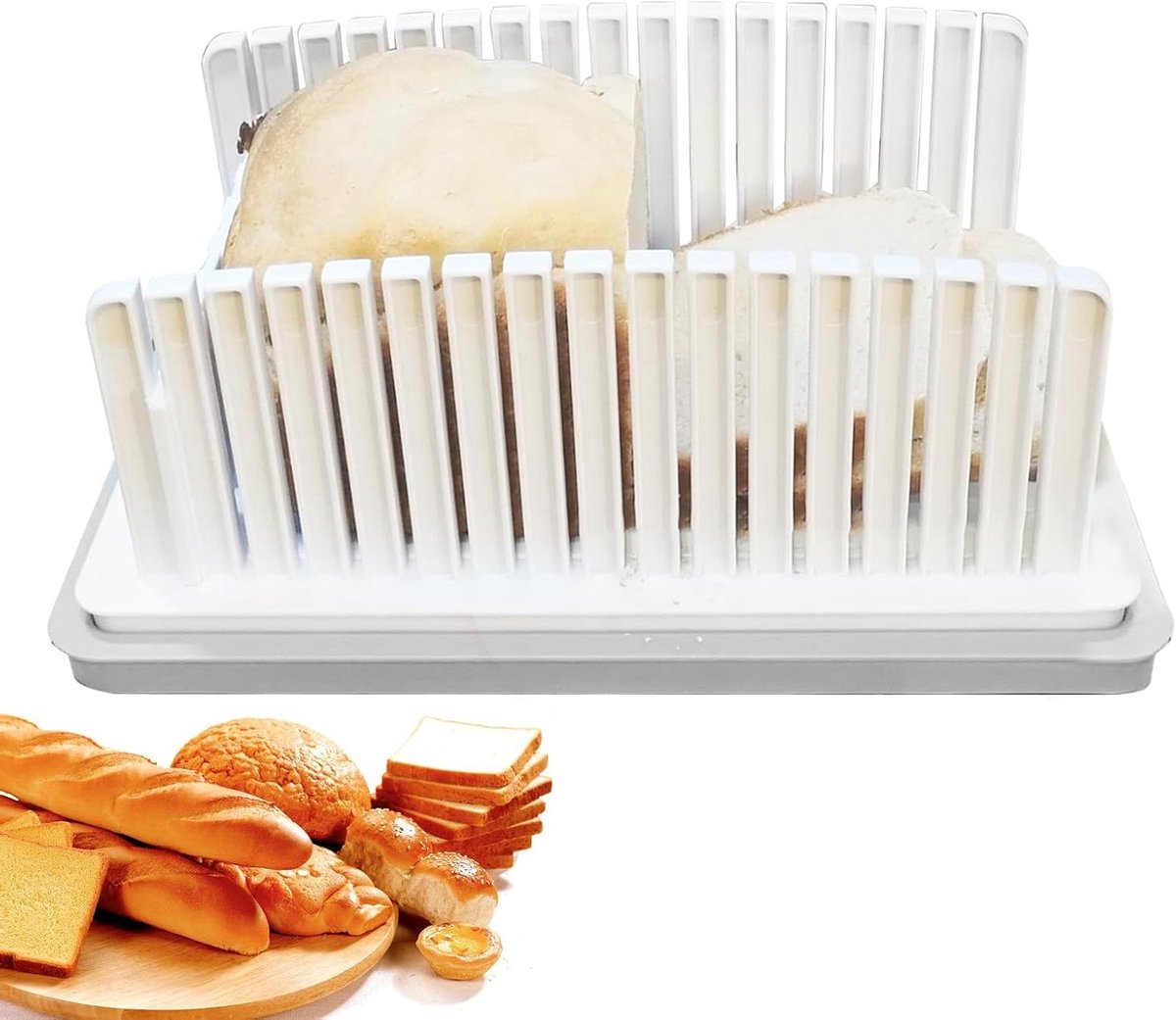 Sandwichsnijder - Vleessnijder - Gelijkmatig Snijden - Verstelbare Dikte - 33.5 cm Lengte - Wit
