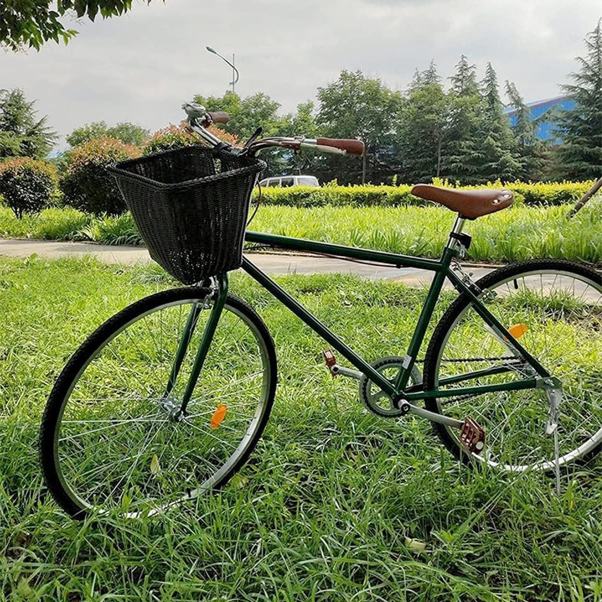 Fietsmand Stuur - Mand Volwassenen - Dagelijkse Boodschappen - Handgeweven Design - 35 x 27 x 25 cm - Wit