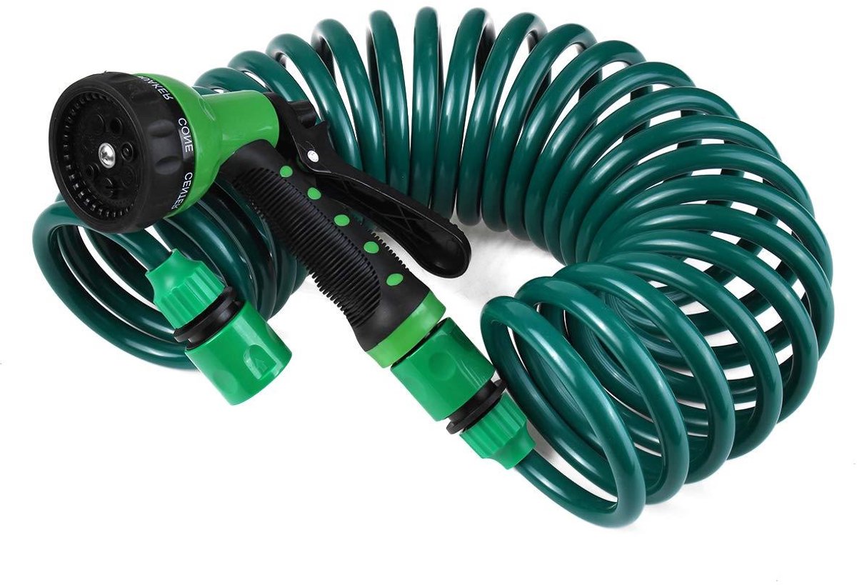 Tuinslang Spuit - Intrekbare Slang - Tuin Besproeien - Knikbestendig Ontwerp - 30 Meter - Groen