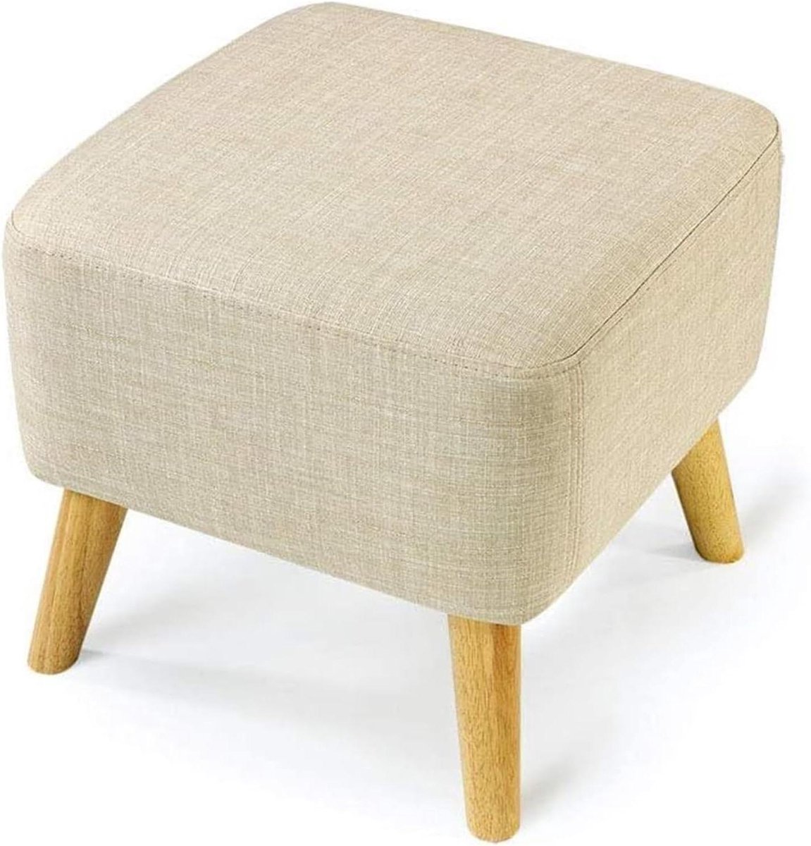 Voetenbank Vierkant - Ottomaanse kruk - Ontspannen Zitten - Afneembare Linnen Hoes - 45x45x45 cm - Wit