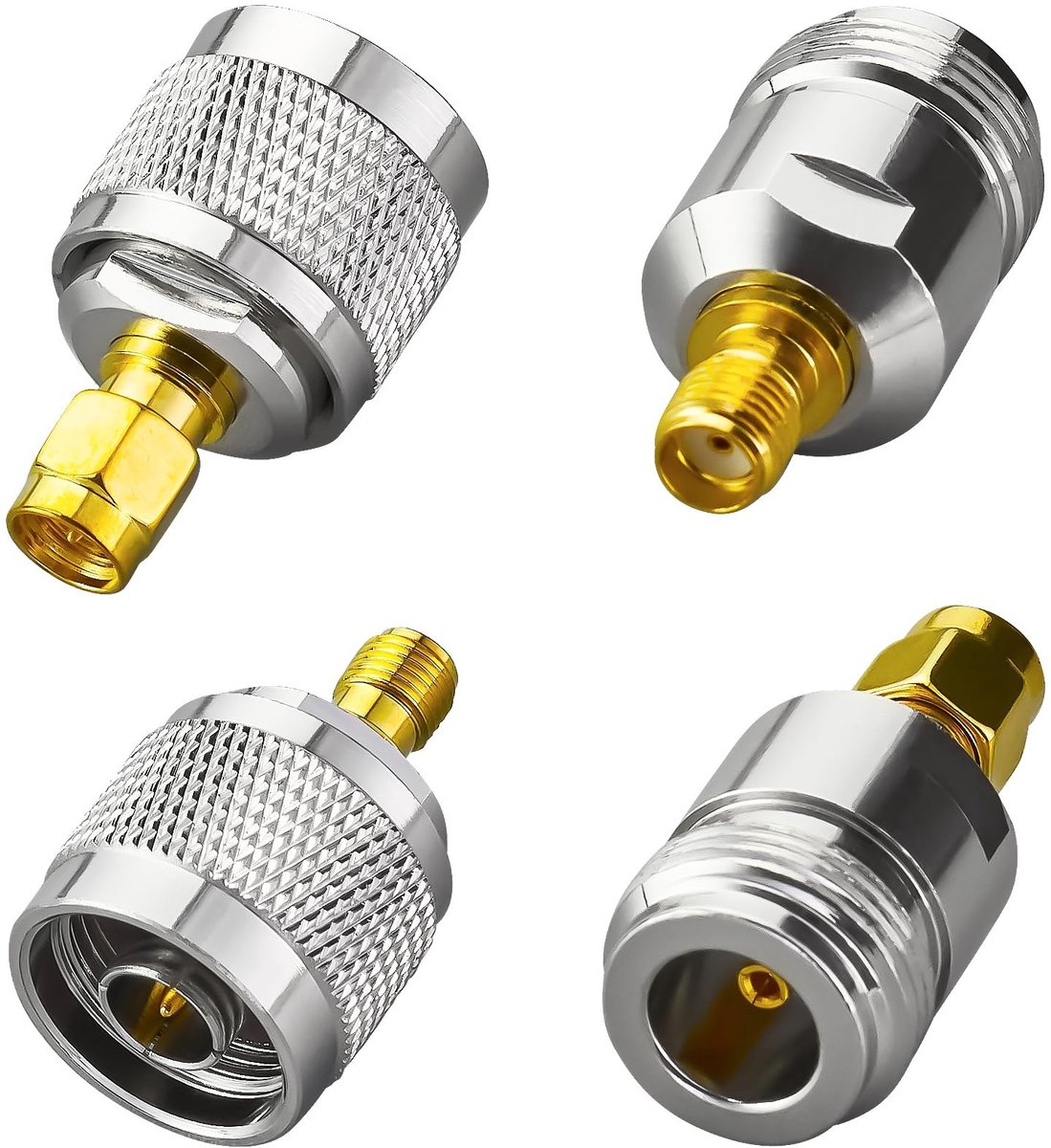 SPHProducts - RF Coaxiale Adapter Kit - naar N Type Connector - 4 stuks - Antenneadapter - Draadloze WiFi Router - Geschikt voor Wifi-antenne