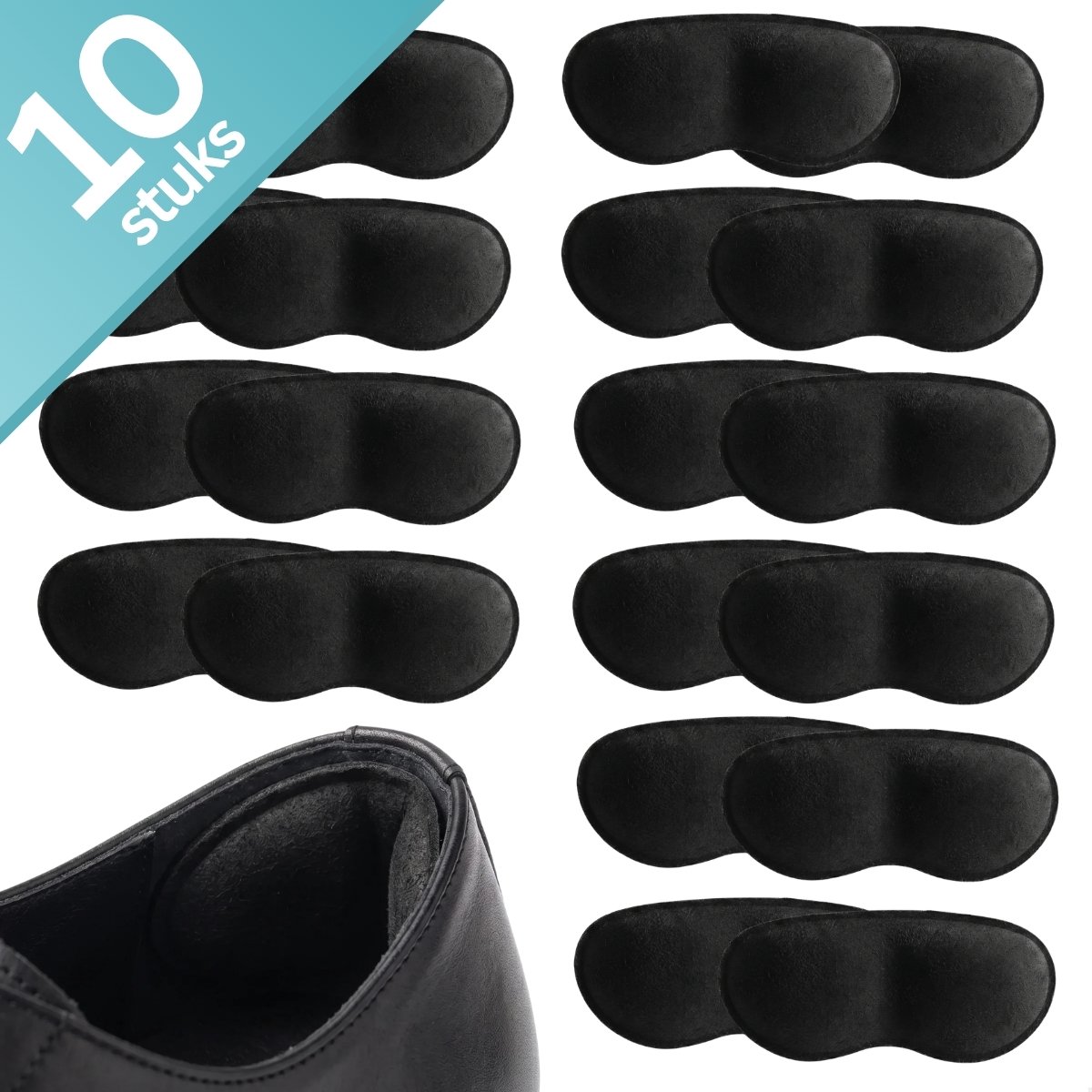 RENALUX Hielbeschermers Schoen - Hakbeschermers - Hielkussens - Voor Sneakers en Hakken - Zwart - 5 Paar - 10 Stuks