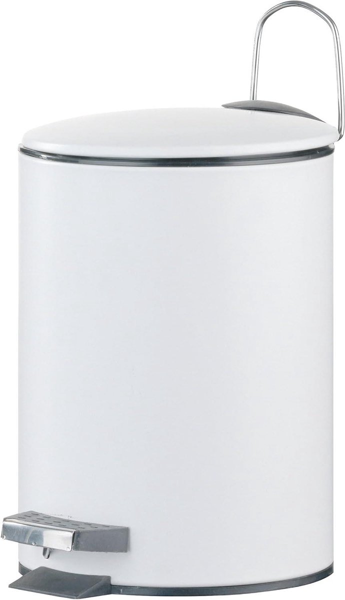 Cosmetica emmer - Afvalbakje - Kleine ruimtes - Plat deksel - 3 Liter - Wit