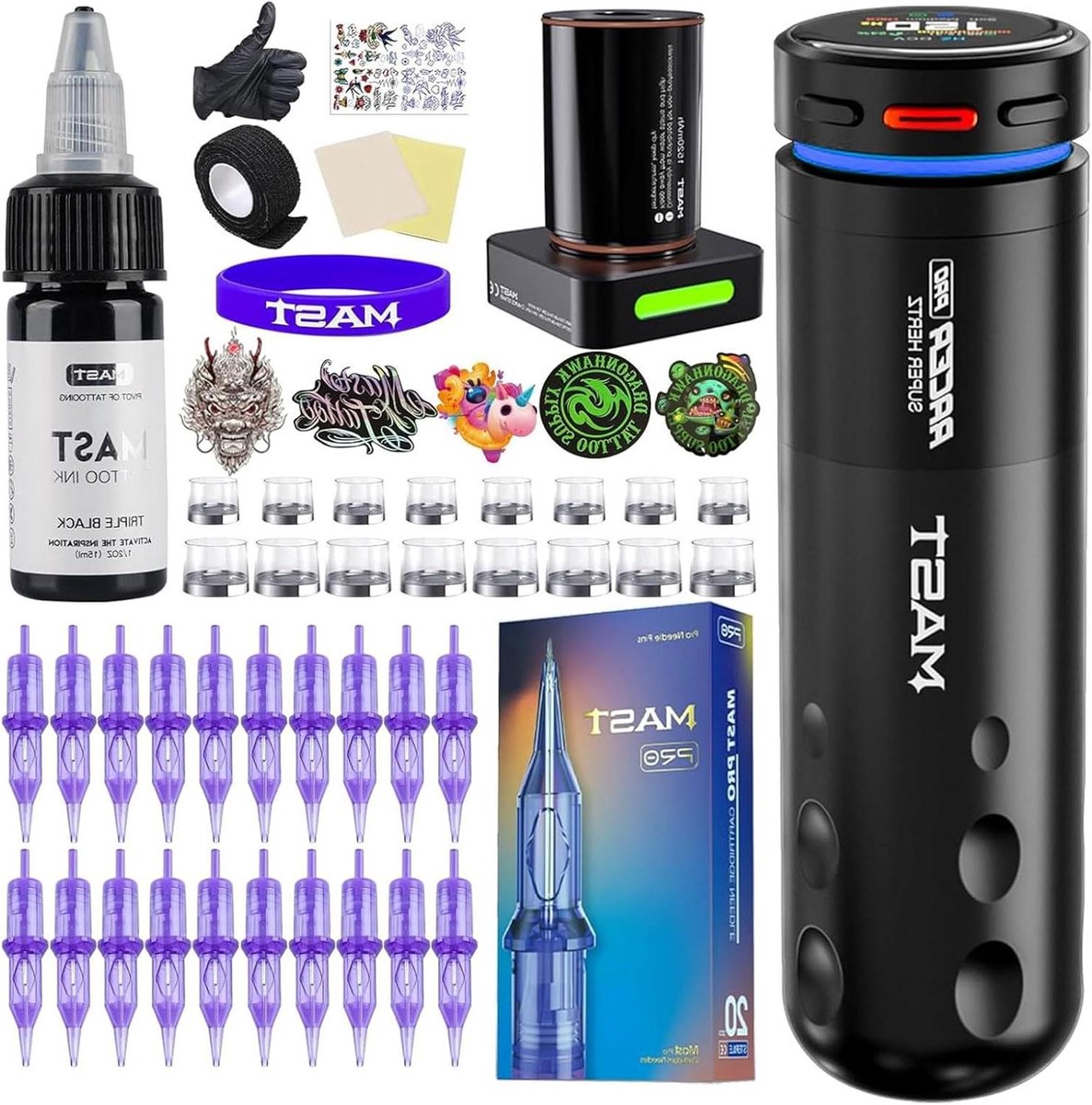 Draadloze Tattoo Pen - Draagbare Machine - Professioneel Zetten - Snelladen 40 min - 1520mAh Batterij - Zwart