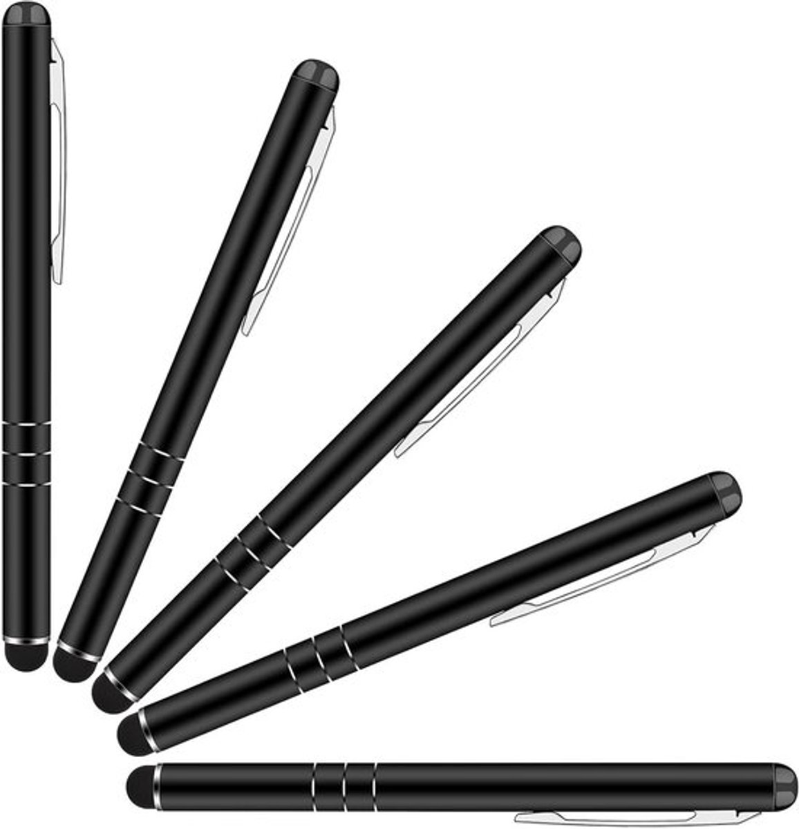 Styluspennenset voor smartphone, tablet en mobiel - 5 stuks met 3-ring versie.
