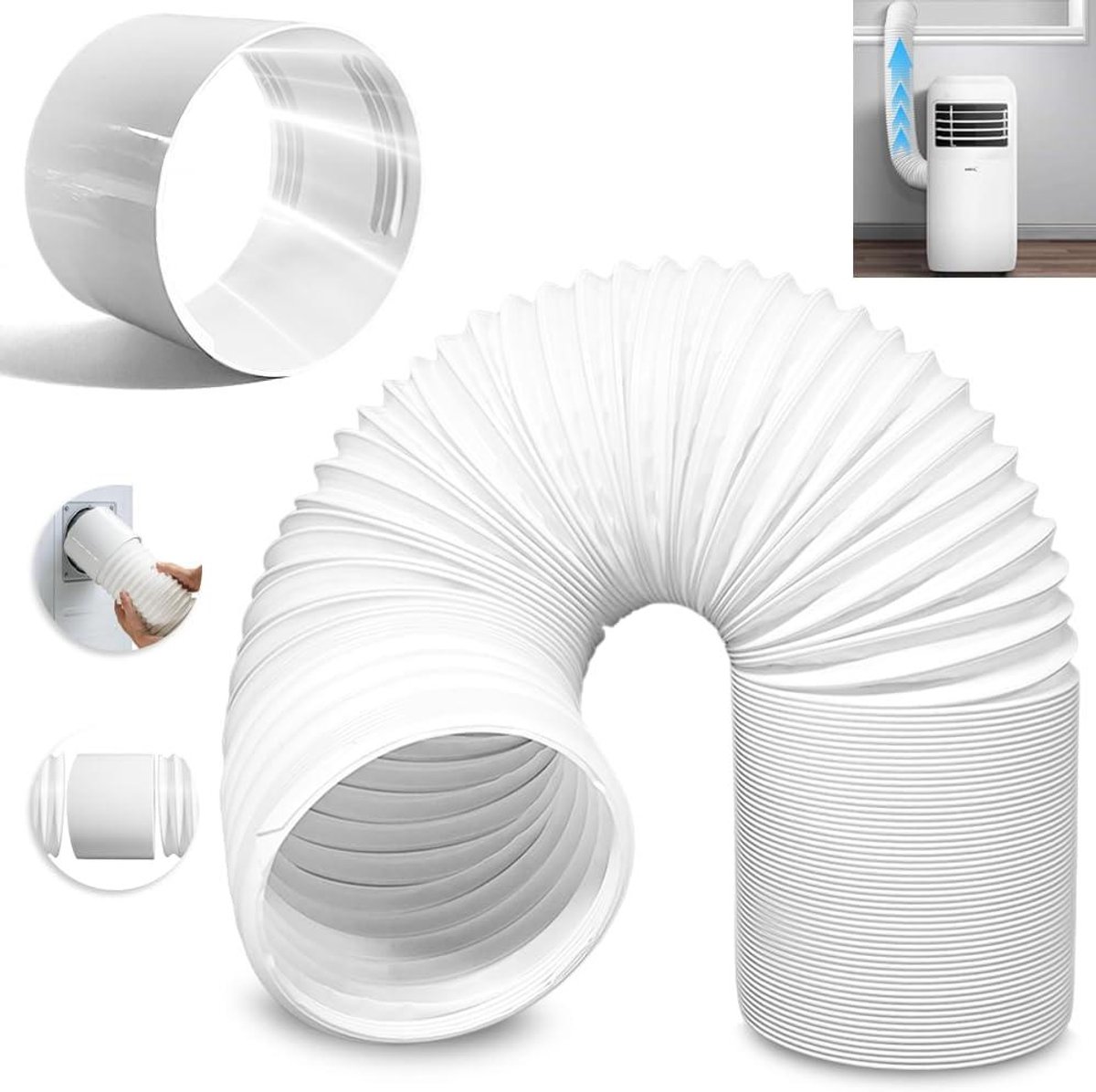 Afvoerslang Airco - Mobiele slang - Ventilatie Optimaliseren - Flexibel en uittrekbaar - Diameter 150 mm - Zwart