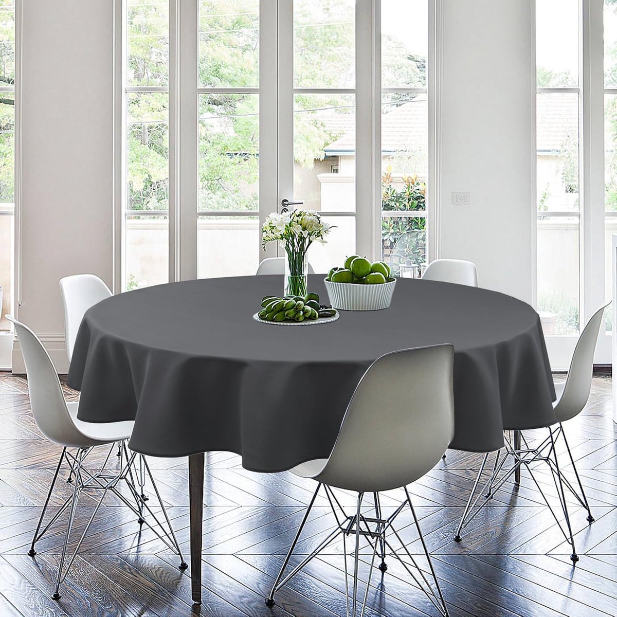 Tafelkleed Polyester - Rond Kleed - Feestelijk Dekken - Waterafstotend - 150 cm - Donkergrijs