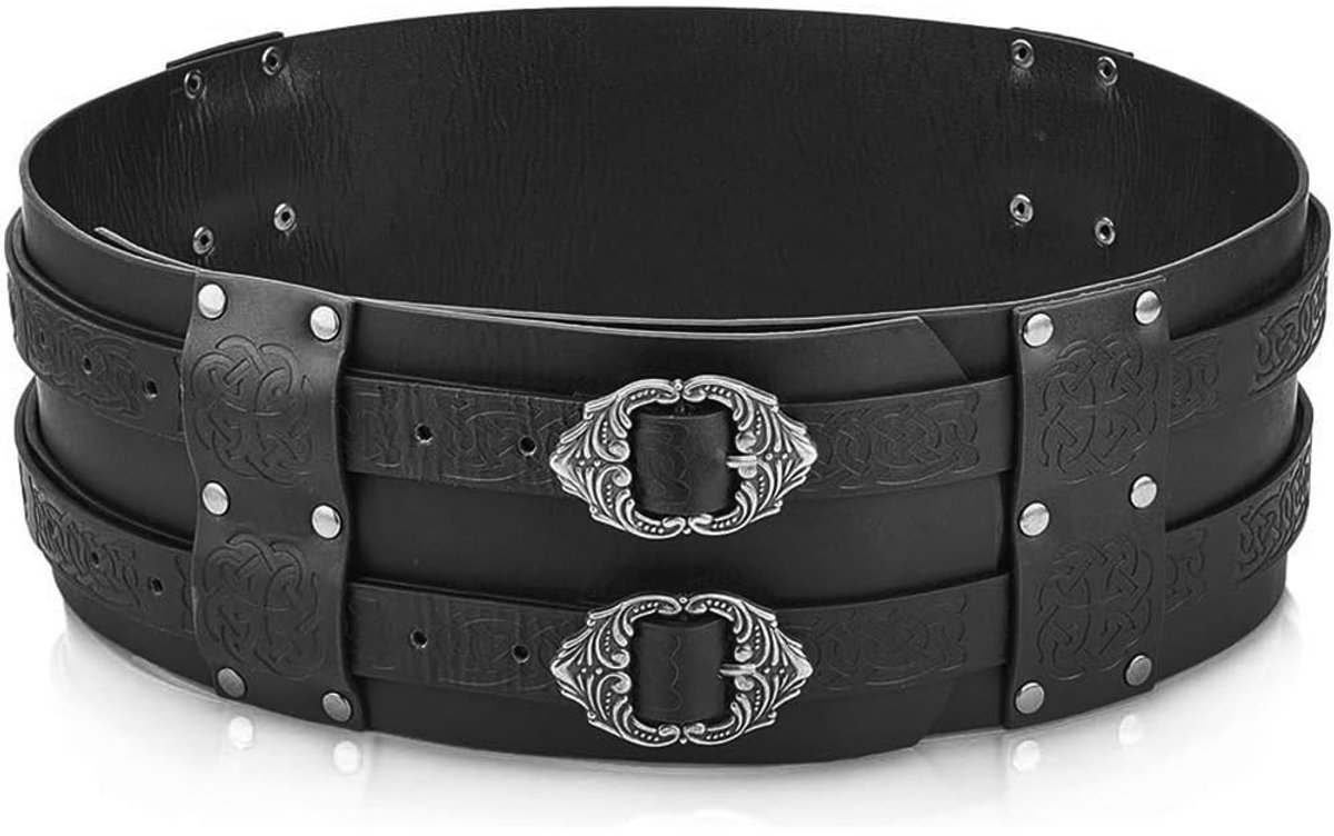aladdien - Zwarte Viking Riem - Gothic Corset Riem - Retro Middeleeuwse Stijl - Zwart - Cosplay Accessoire - Perfect voor Kostuums - Imitatieleer