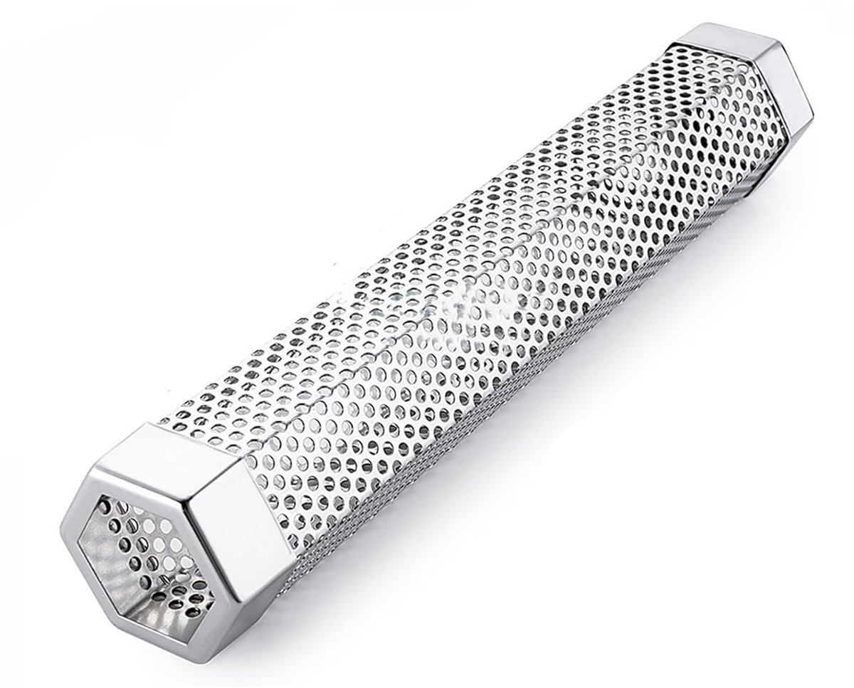 ONF3 - Rookbuis - Rookaccessoire - 31 cm - Roestvrij staal - Rookaroma - Geschikt voor gasgrill en houtskoolbarbecue - Zilver