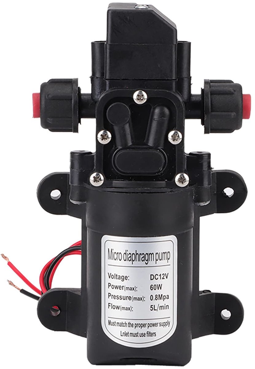 aladdien - Zelfaanzuigende Hoge Druk Waterpomp - DC 12 V Spuitpomp - Voor Caravan en Marine - 5L/min Debiet - Maximale Werkdruk 116psi - Geschikt vo...