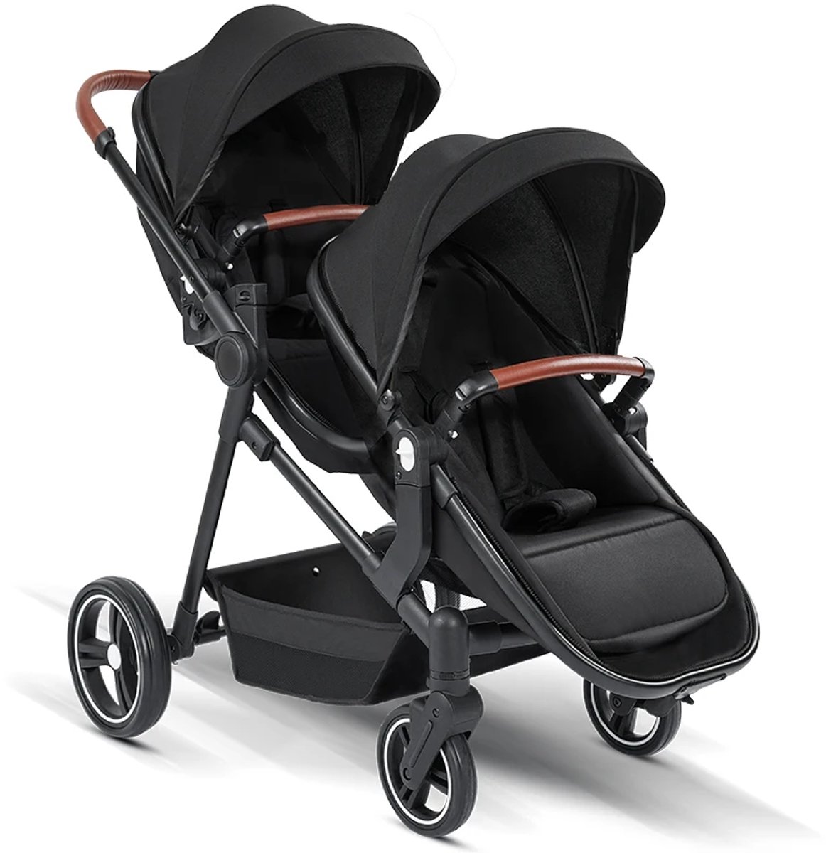 Sensova Dubbele Kinderwagen voor Tweelingen en Duo’s – Opvouwbare Duo Buggy met Zitten en Liggen, Afzonderlijk Verstelbare Zitjes, Schokdemping, Reiswiegfunctie, Luxe Duwstang en Comfort vanaf de Geboorte tot 22 kg per Zitje — cadeau in Cadeau-ideeën - foto 7