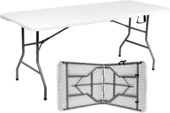 Livista® Table Pliante - Table Pliable - 180 x 70 cm - Table Pliante - Antidérapante et résistante aux intempéries - Wit