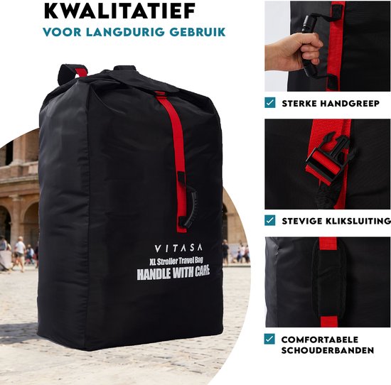 Vitasa Kinderwagen Reistas Vliegtuig – Transporttas Buggy Waterdicht – Stroller Bag XL – Opbergtas 60 x 120cm - Travel Bag Zwart — afbeelding 2