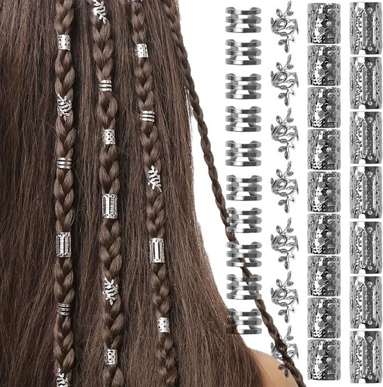 Foto: 40 delige set accessoireset voor dreadlocks metalen haarclips spiraalclips dreadlockversieringen geschikt voor alle leeftijden en genders diy sieraden voor pruiken en dreadlocks onderdelen voor haaraccessoires haarringen