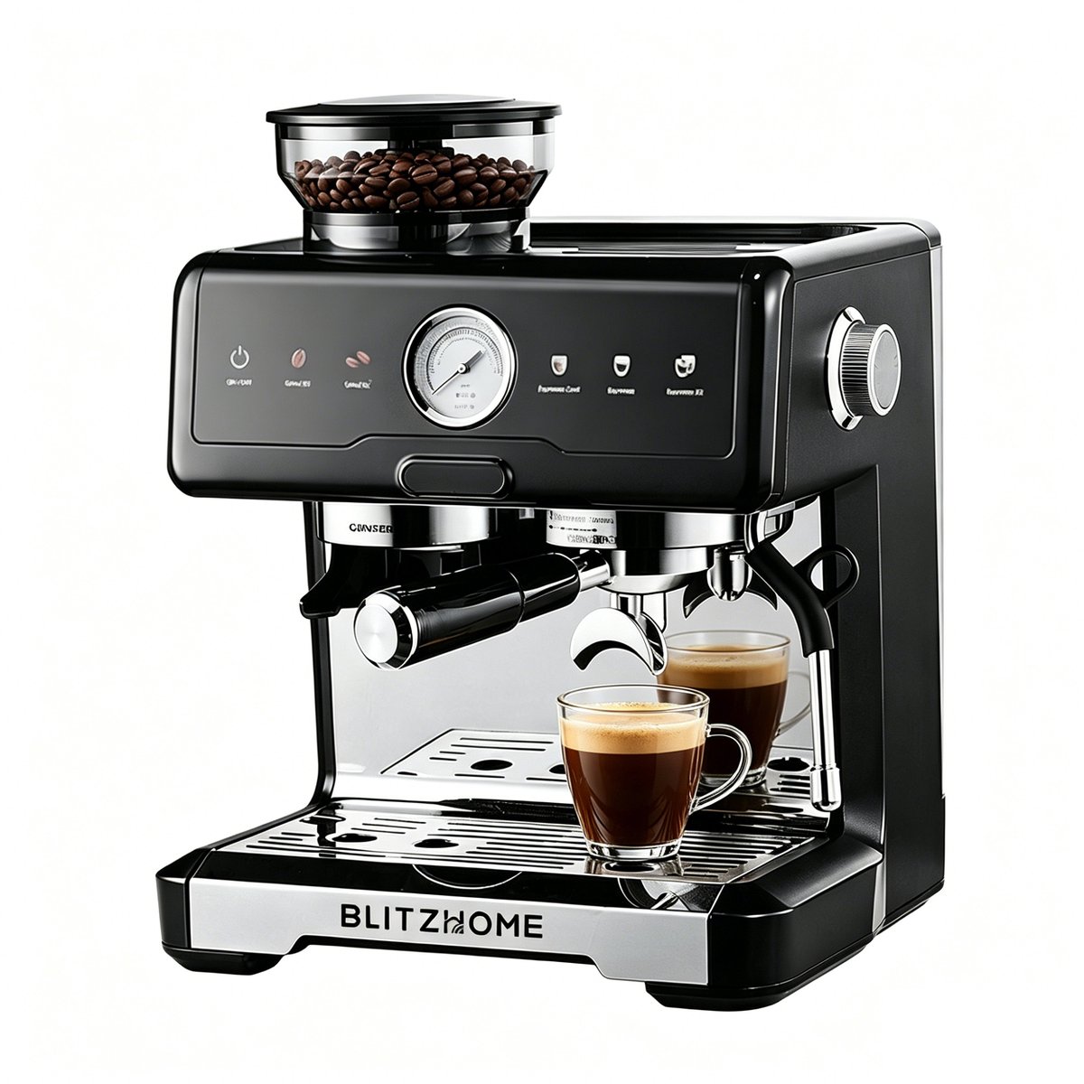 BlitzHome CM7080 Espressomachine met Koffiemolen – 20 Bar, Dual Boiler, Cold Brew & PID Temperatuurregeling – 58 mm Siebdrager