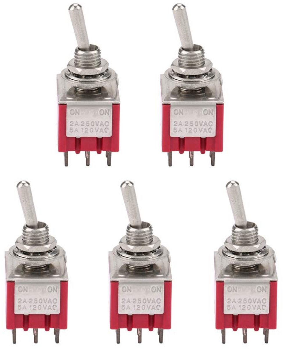 aladdien - Tuimelschakelaar - 5 stks AAN-AAN 2 Positie - Compact en betrouwbaar - 3PDT 9 Pin 6mm - Ideaal voor automobiel en industriële controle - ..