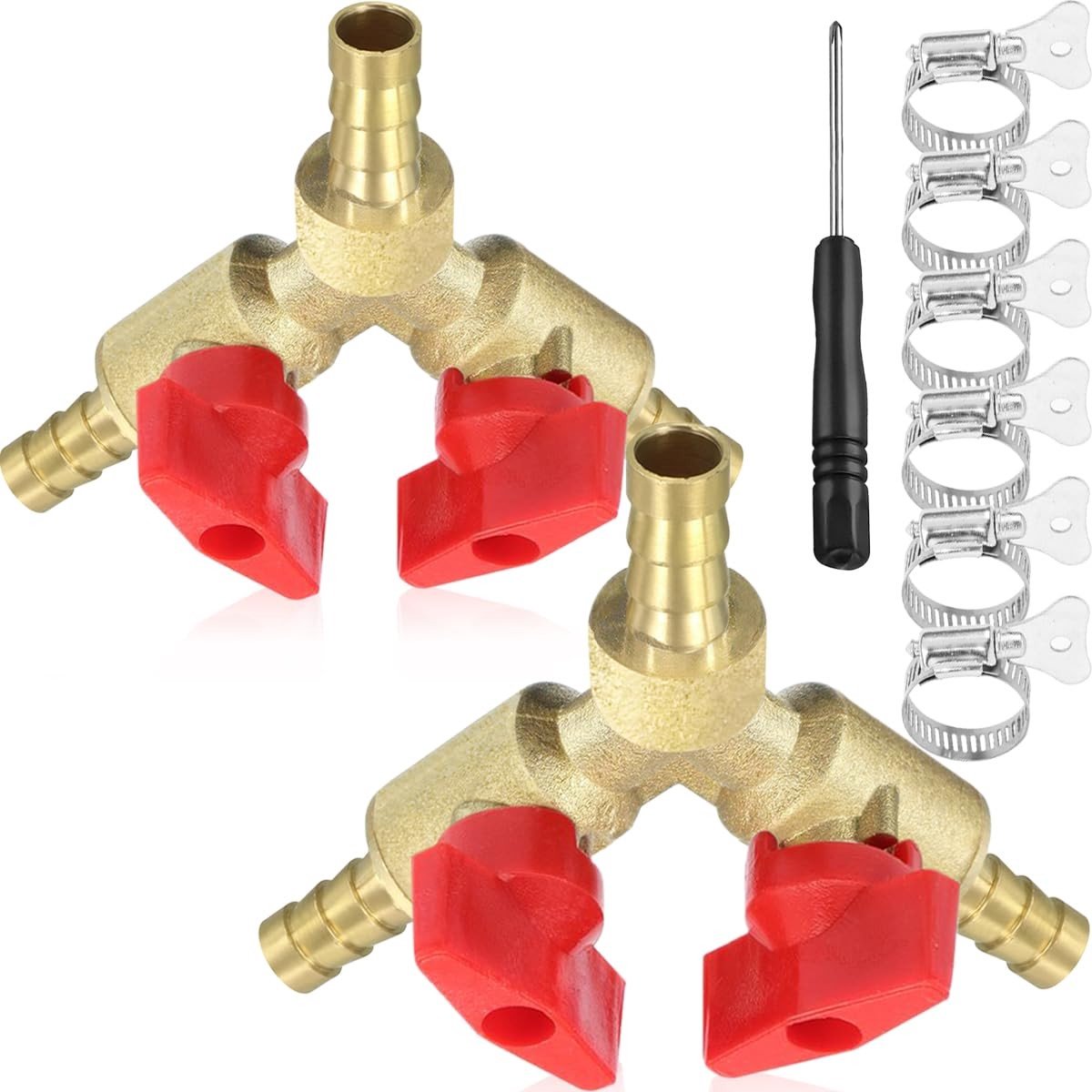 aladdien - Slangconnector - 3-Weg Systeem met Snelkoppeling - Messing Y-Vorm 8mm - 2 Stuks - Duurzaam en eenvoudig te installeren - Geschikt voor tu..