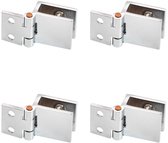 Store_9 - 4 Stuks Meubelscharnier voor Glazen Deuren - Sterk en Duurzaam - Zilver - Glazen Deur Clip - Ideaal voor Vitrines - Geschikt voor Glazen ...