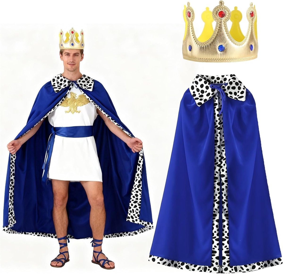 Elegante Fluwelen Cloak Kostuum voor Dames met Koningin Kroon en Accessoires