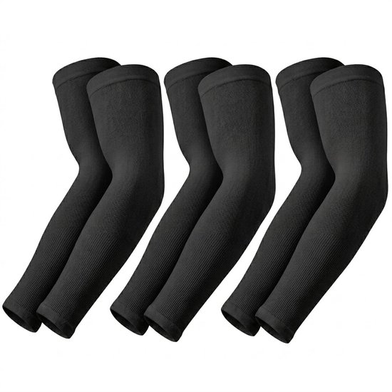 Manchons noirs unisexes 3 paires rafraîchissants respirants extensibles séchage rapide manches de sport avec coupe élastique pour le cyclisme la course les activités de plein air et l'utilisation quotidienne