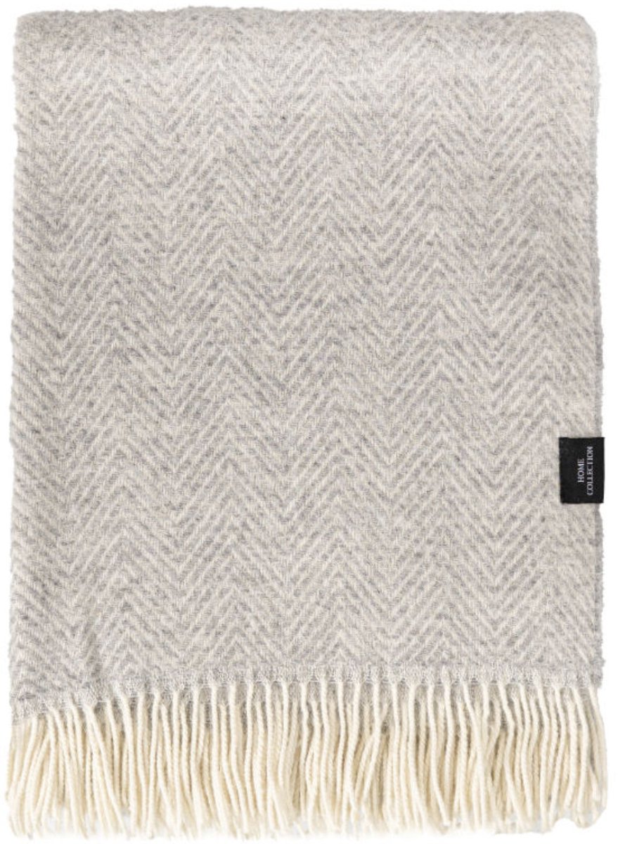 WOOOL® Plaid - Manhattan (Lichtgrijs) - 140x200cm - 100% Wol