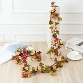 Kunstbloemen Rozen Slinger 250 cm - Roze Kunstrozen Decoratie - Bruiloft, Interieur & Fiets - Kasey