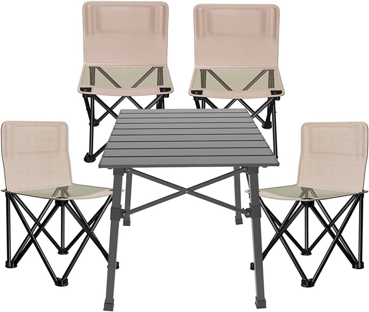 Opvouwbare campingtafel - Picknicktafel set - Buitenactiviteiten - Inclusief stoelen - 52x52x50 cm - Kaki