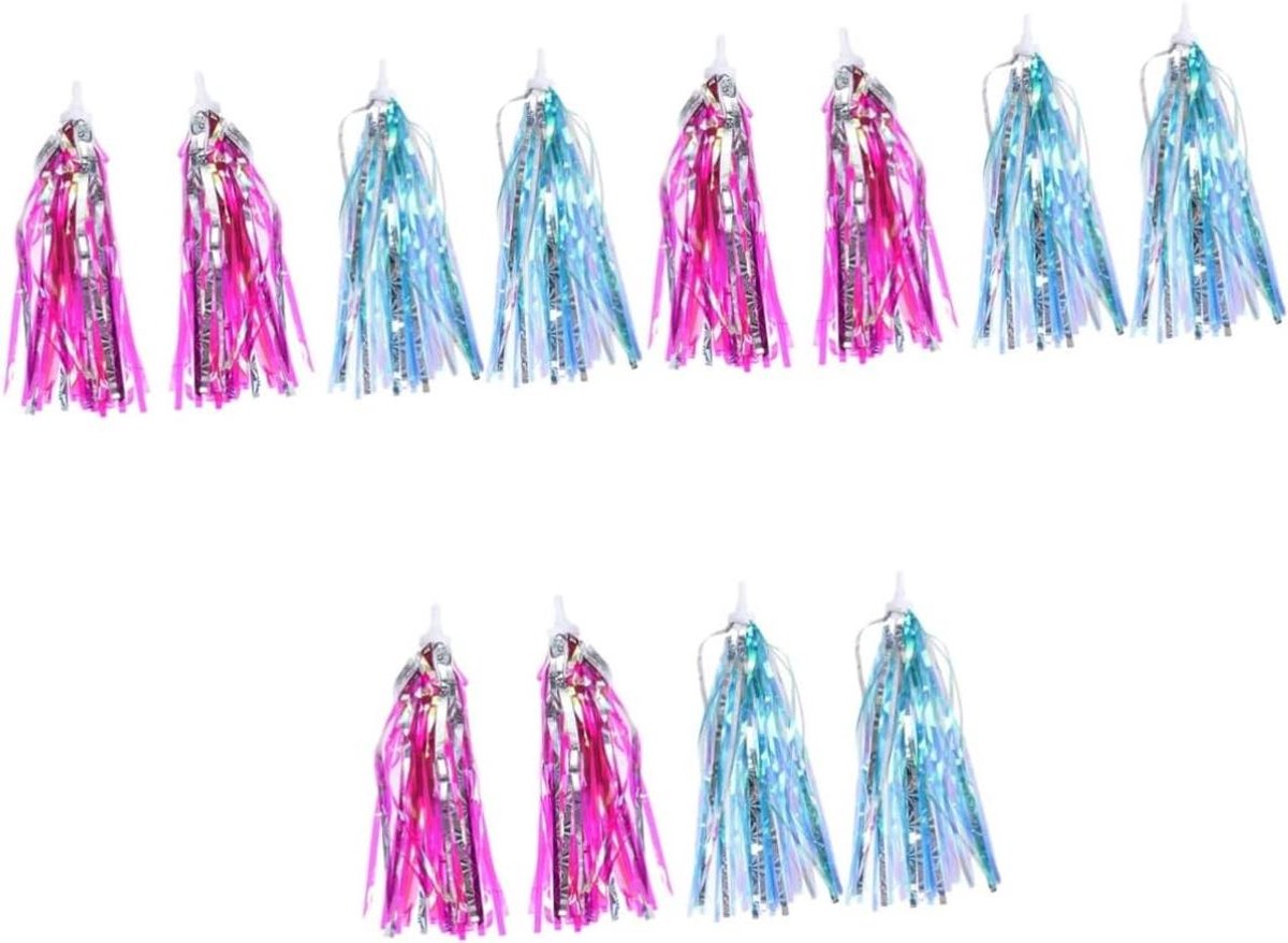 Kinderfiets Versiering Stuurkwastjes Lintjes Fiets Decoratie Universele Pasvorm 12 Stuks Blauw Roze