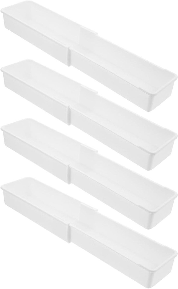 Keukenlade Organizer - Bestekbak Set - Huis Ordenen - Verstelbaar & Compact - 4 Stuks - Wit