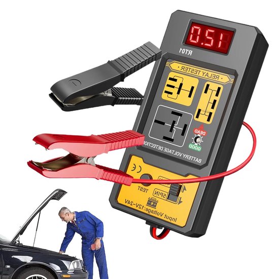 Accu Tester - Voltmeter Scanner - Voertuig Diagnose - 12V 24V Compatibel - 42cm Kabel - Zwart