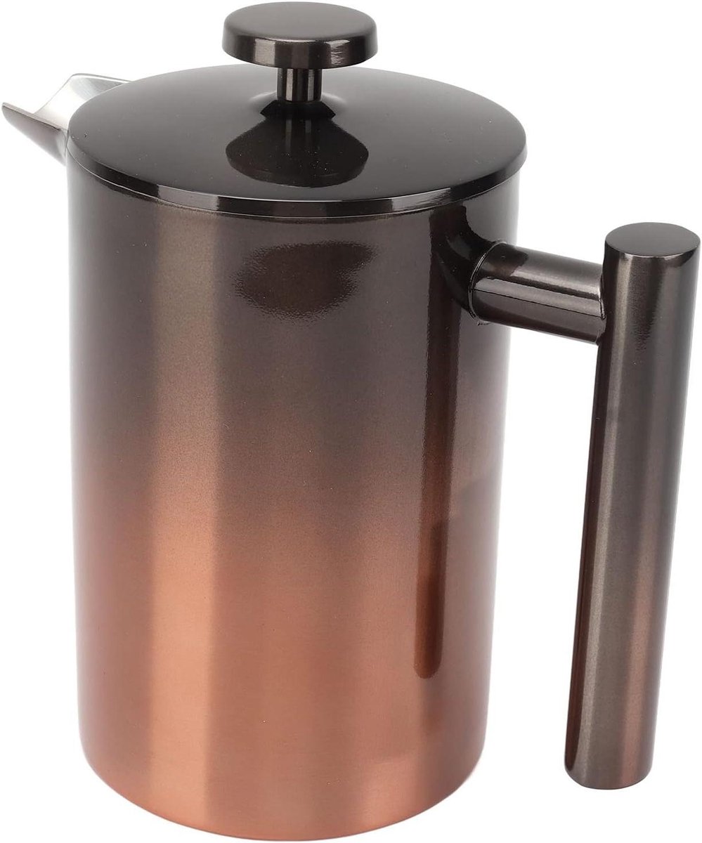 Koffiezetapparaat - Thee pers - Warme dranken zetten - Dubbelwandig roestvrij staal - 800 ml - Zilver