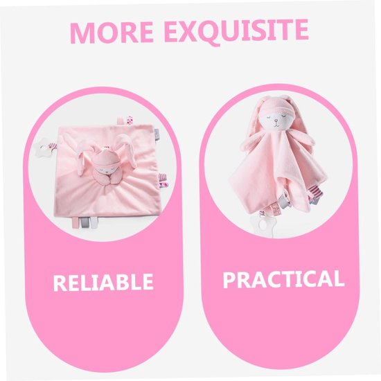 Knuffeldekentje met pop - Troostdoekje baby - Baby comfort - Zacht PP katoen - 25x25cm - Roze — afbeelding 4