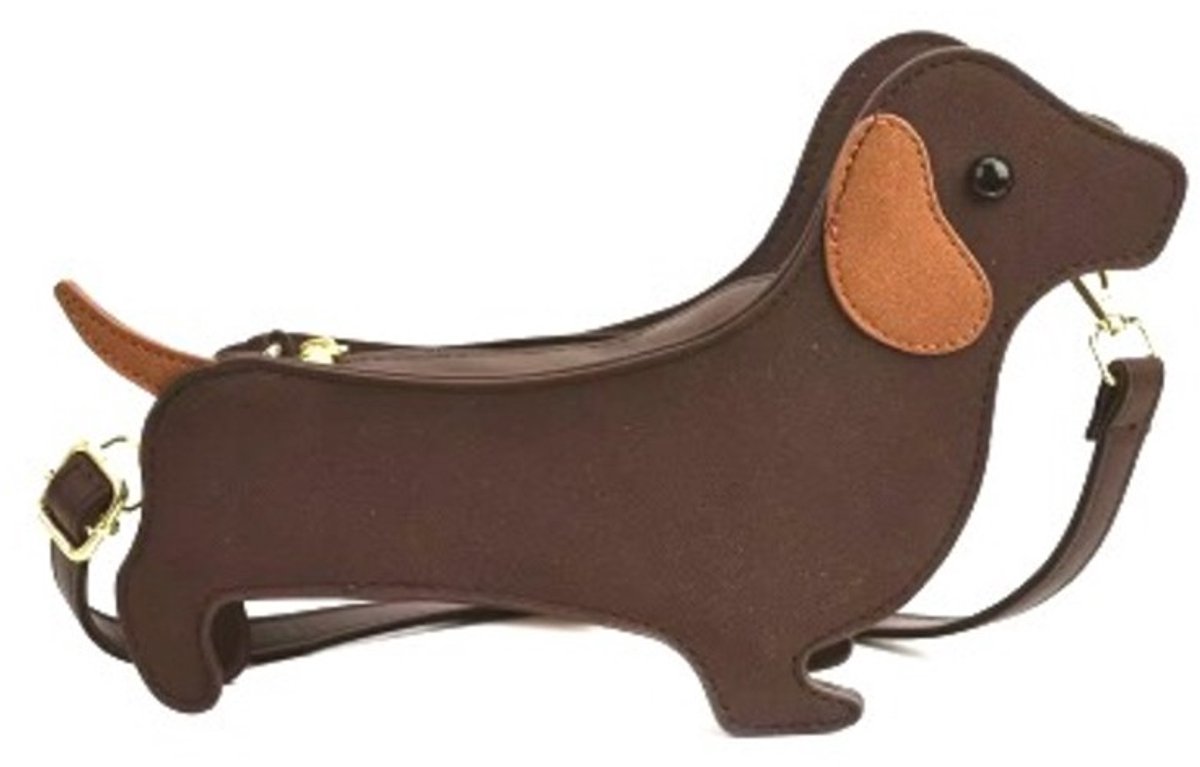 Hetty'S - Schattige Teckel handtas - Leer - Maat 29*8*18cm -